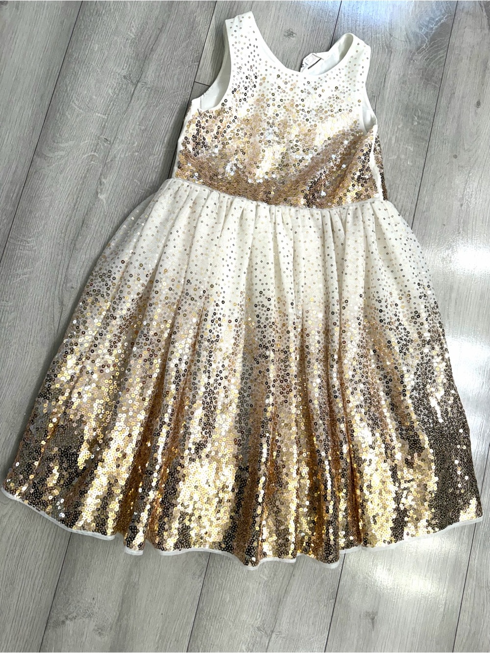 H&M White and Gold Sequin Ombre Party Dress